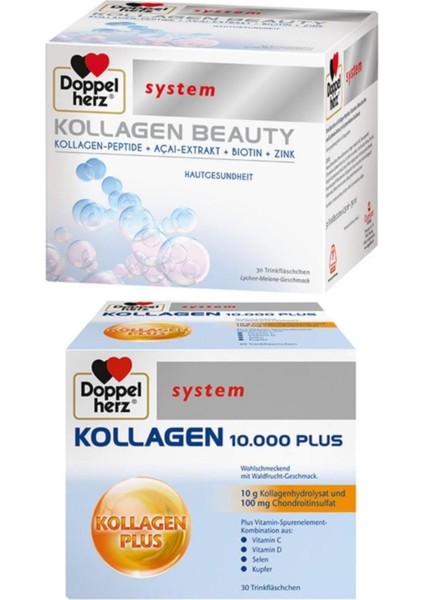 System Kollagen Beauty 25 ml x 30 Flakon + System Kollagen 10.000 Plus 30 x 25 ml Flakon