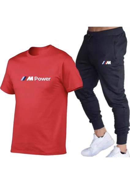 Bmw M Power Dijital Baskılı %100 Pamuk Ter Tumayan Kısa Kollu Yazlık Erkek Eşofman Takımı