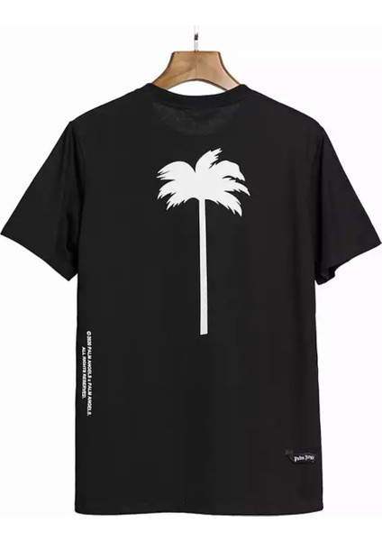 Büyük Beden Palmiye Dijital Baskili %100 Bambu Ultra Hafif Oversize Erkek T-Shirt