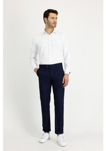 Slim Fit Klasik Keten Pantolon