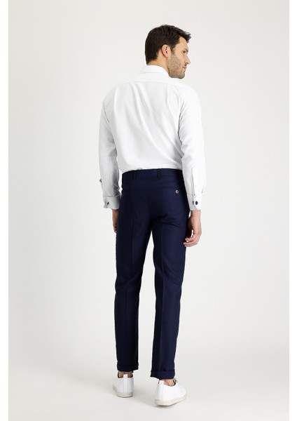 Slim Fit Klasik Keten Pantolon