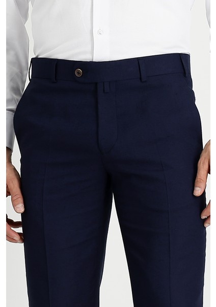 Slim Fit Klasik Keten Pantolon