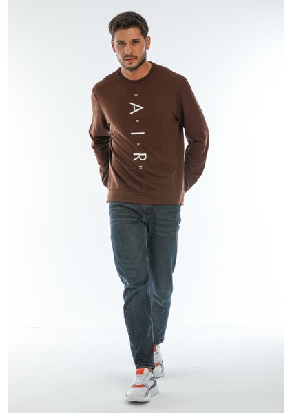 Süperlife Bisiklet Yaka Baskılı Sweatshirt SPR22SW131
