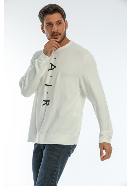 Süperlife Bisiklet Yaka Baskılı Sweatshirt SPR22SW131