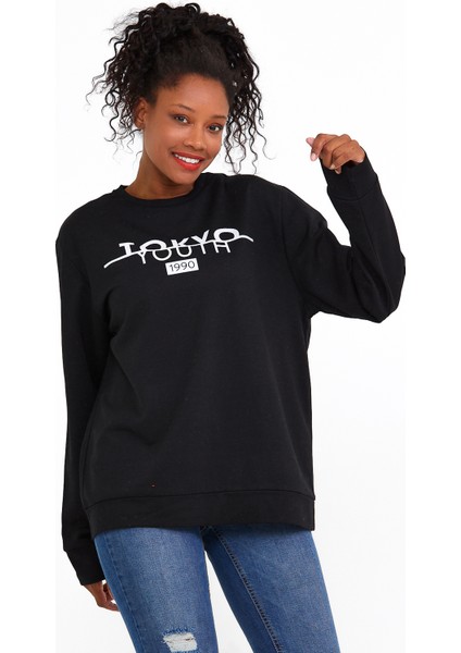 Süperlife Bisiklet Yaka Tokya Baskılı Sweat SPR22SWK134