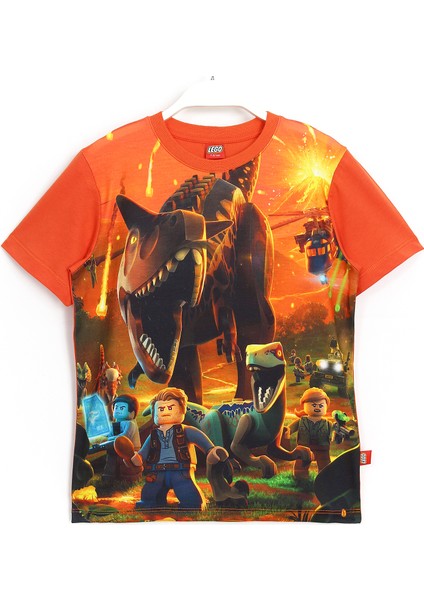 Dinazor Temalı Oyun LEGO Jurassic World 2 Erkek Çocuk T-Shirt Turuncu