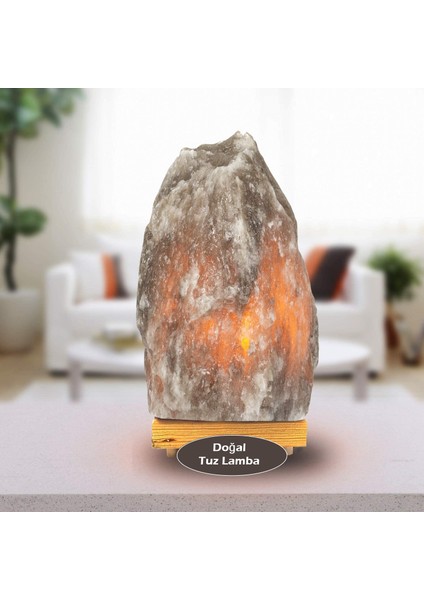 Çankırı Kaya Tuzu Lambası Doğal Tuz Lamba Oda Abajur 1-2 kg + 1.5 mt Açma Kapama Düğmeli Lamba