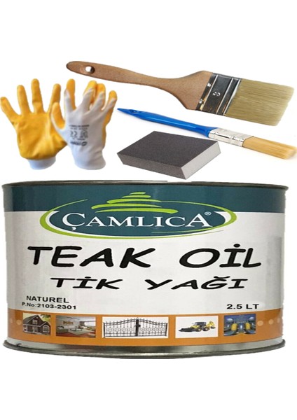 1. Sınıf Teak Oil (Tik Yağı) 2.5 Lt Fırça ve Zımpara Komple Al Uygula Seti