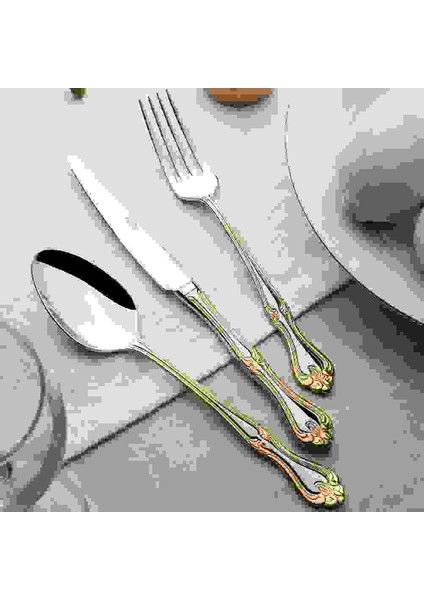 Lalezar Altın Sade 89 Parça Kutulu Çatal Kaşık Bıçak Takımı