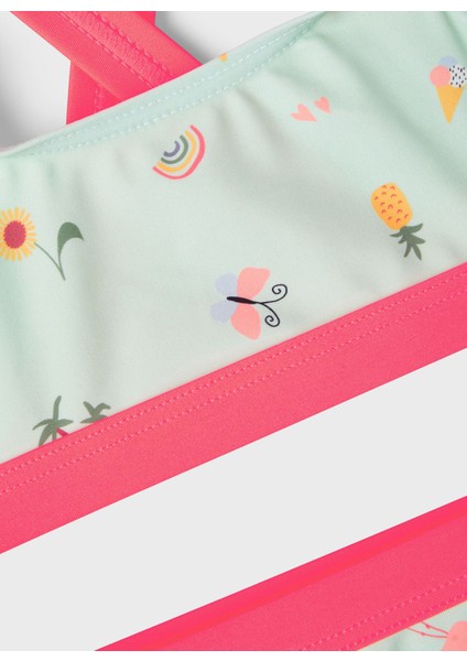 Name İt 13199651-Y Hızlı Kuruma Özellikli Antibakteriyel Desenli Açık Mavi Kız Çocuk Bikini Takım fiyatları