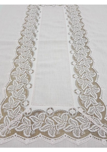 Beril Lüx Dantelli Keten Kumaş Pudra Masa Örtüsü Dikdörtgen 160x230 cm - 1124 modelleri