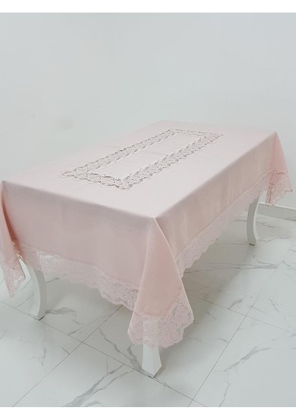 Beril Lüx Dantelli Keten Kumaş Pudra Masa Örtüsü Dikdörtgen 160x230 cm - 1124 fırsatları
