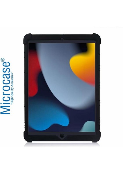 iPad 9.nesil 2021 10.2 Inch Standlı Silikon Kılıf - Siyah