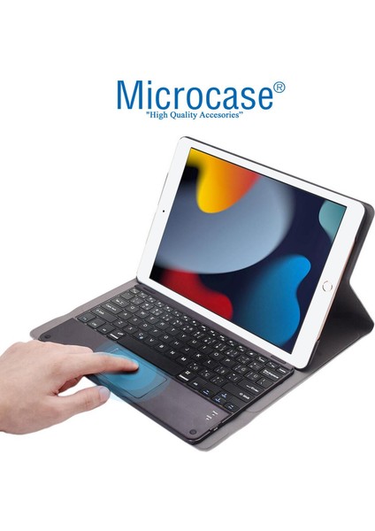 iPad 9.nesil 2021 10.2 Bluetooth Touchpad Klavye+Standlı Kılıf Bkk5