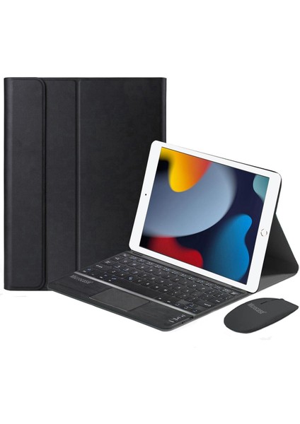 iPad 9.nesil 10.2 Bluetooth Touchpad Klavye+Mouse+Standlı Kılıf Bkk7