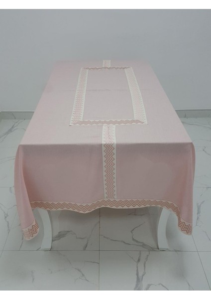 Antik Lüx Jakar Bordürlü Keten Kumaş Pudra Masa Örtüsü Dikdörtgen 160x230 cm - 1131 indirimleri