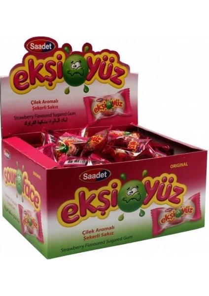 Ekşiyüz Sakız (Tutti Frutti + Çilek + Portakal + Kola + Böğürtlen) 5 x 100'lü