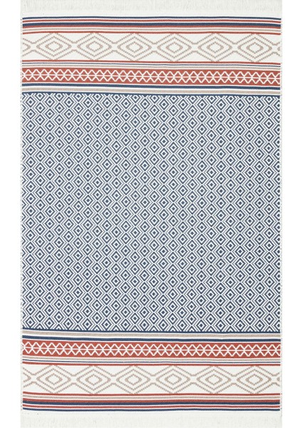 Arya Ar 26 Navy Beige Yıkanabilir Çift Taraflı Modern Desenli Dokuma Kilim