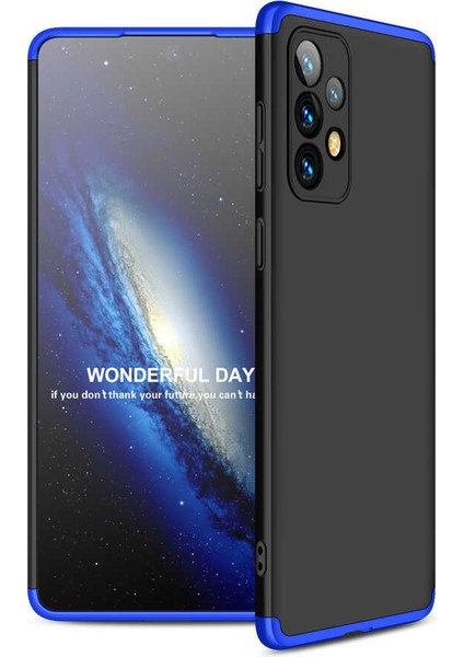 Galaxy A73 Kılıf Soft Hard Koruma Ays Siyah-Mavi