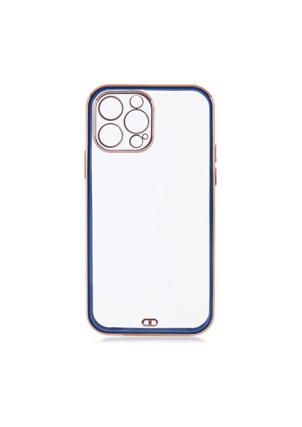 iPhone 13 Pro ile Uyumlu Kılıf Pastel Renklerden Oluşturulmuş Şeffaf Bright Kapak Lacivert