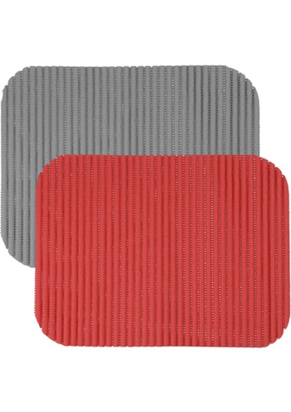 Evye Koruyucu Mutfak Düzenleyici Aquamat 2'li Kırmızı ve Gri Set 32X42CM