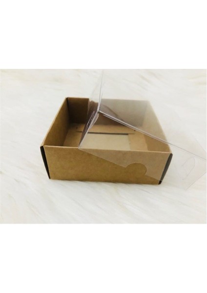 Kraft Asetat Kapaklı Kutu 9X9X3 cm (25 Adet)