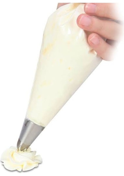 10LU Ekstra Büyük Krema Sıkma Torbası (26X63CM) Metal Krema Gül Duyu