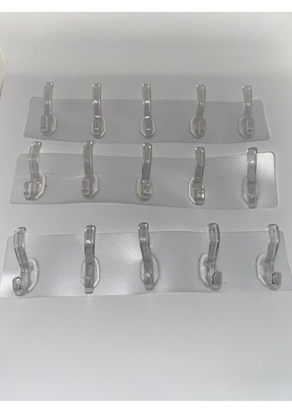 3 Adet 5'li Her Zemine Yapışan Askı Kıyafet Askısı Mutfak Askısı Silikon Askılık