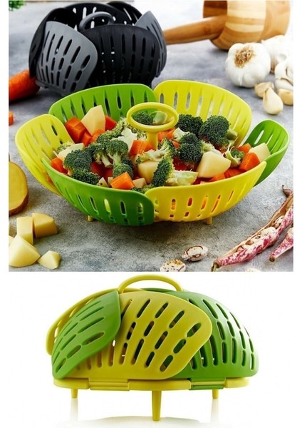Katlanır Buharda Sebze Pişirici Haşlayıcı Haşlama Sepeti Aparatı