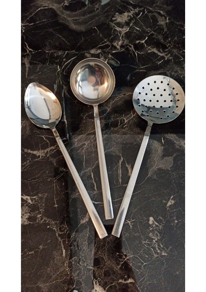 3 Parça Servis Seti Kepçe Takımı 430 Kalite 2 ml