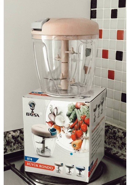 Büyük Boy 5 Bıçaklı Rondo Ipli Çekmeli Sebze Doğrayıcı El Blenderı