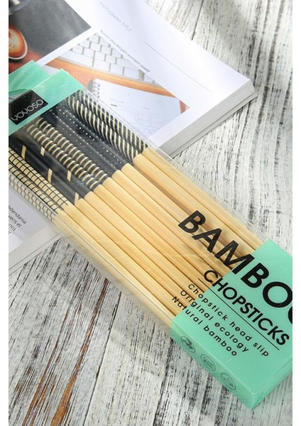 Bambu Chopstick Seti 10 Çift Siyah&beyaz