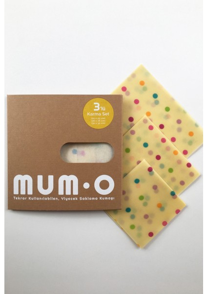 Puantiyeli Vintage 3'lü Karma Set Balmumu Kumaş