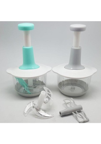 Basmalı Pratik Sebze Meyve Doğrayıcı Karıştırıcı El Rondosu Mavi