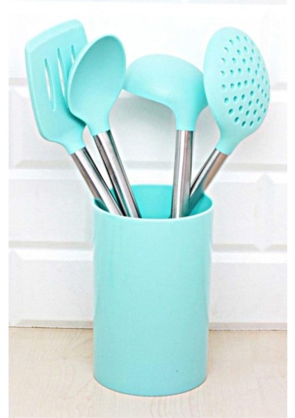 1750 Silikon Metal Saplı 6-Lı Servis Seti Mavi