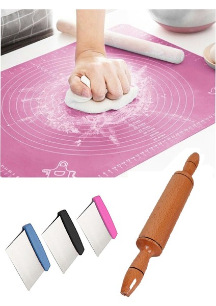 3'lü Set 45X65 cm Silikon Hamur Açma Matı 48 cm
