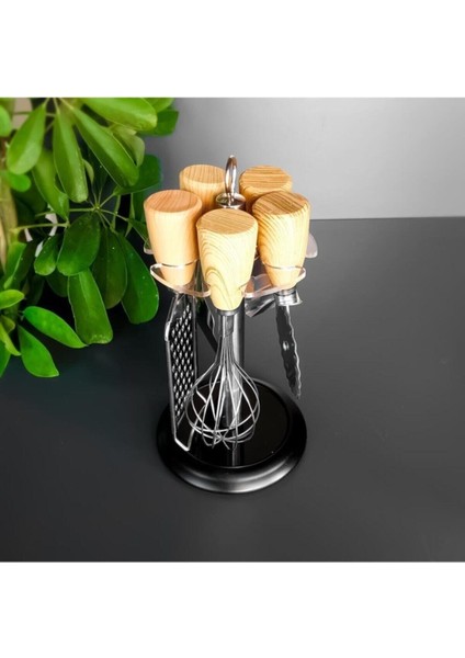 Mini Stantlı Rende Spatula Çırpıcı Kesici Mutfak Takımı 6 Set Set