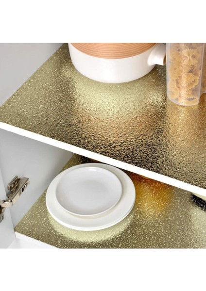 10 M Kendinden Yapışkanlı Silinebilir Mutfak Tezgah Üstü Sticker Folyo Gold Renk