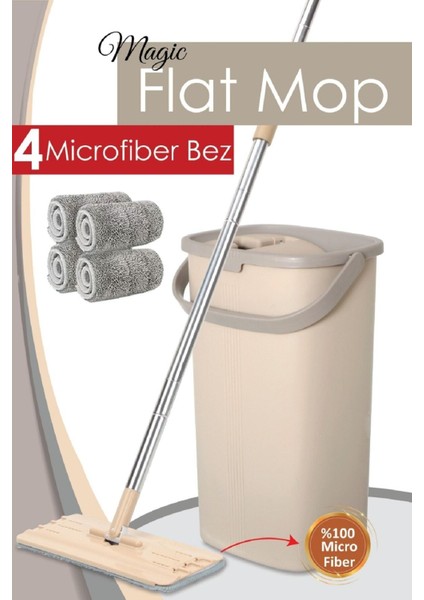 Professional Magic Flat Mop 4 Bezli Mikrofiber Temizlik Seti