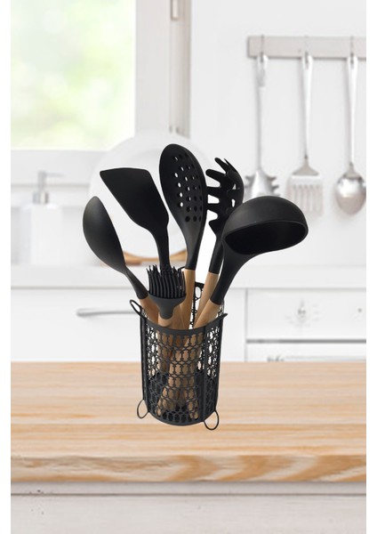 Bambu Saplı Silikon Mutfak Seti 7'li