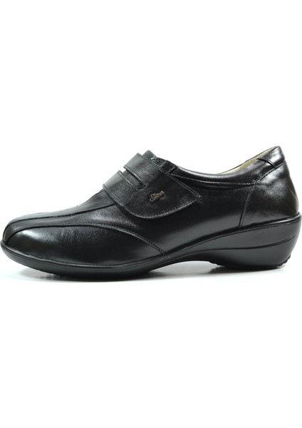 Dr. Comfort 3106 Hakiki Deri Siyah Cırtlı Şeker Kadın Anne Ayakkabı