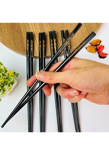 Özel Siyah Desenli 5 Çift Bambu Chopstick Çin Çubuğu fiyatları