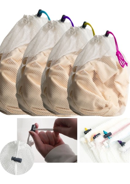 4 Adet Stoperli Renkli Ipli Çamaşır Yıkama Filesi 40X60 cm fiyatları