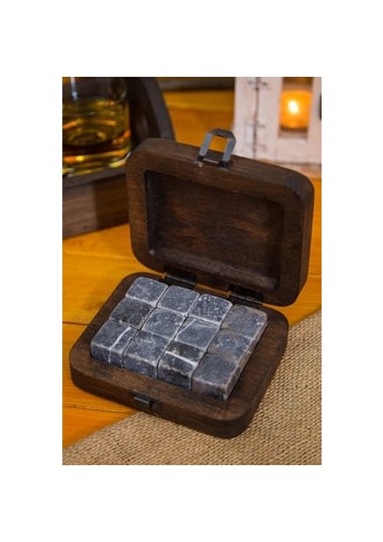Ahşap Kutulu Viski Taşı Seti