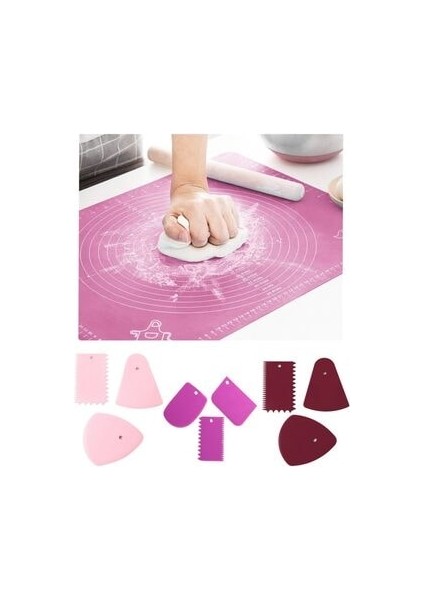 2 Li Set 45X65 cm Silikon Hamur Açma Matı ve