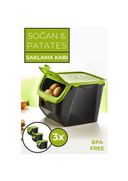 Soğan & Patates Saklama Kabı 3'lü