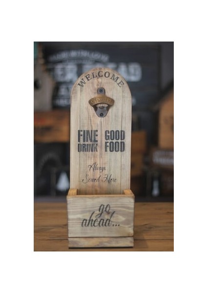 Ahşap Duvara Monte Vintage Şişe Açacağı