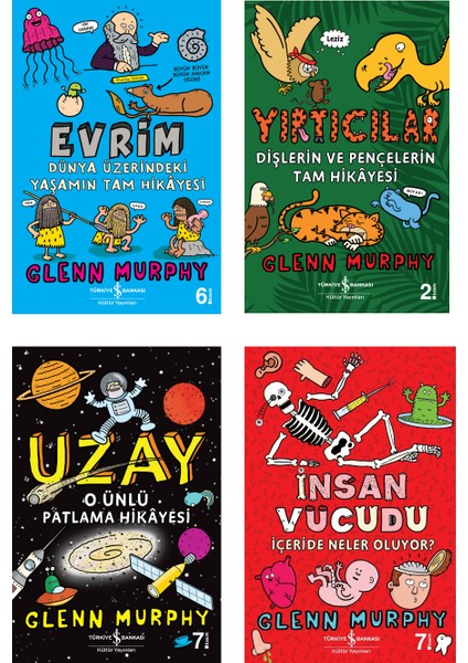 4 Kitaplık Bilim Seti Insan Vücudu Içeride Neler Oluyor? - Evrim Dünya Üzerindeki Yaşamın Tam Hikâyesi - Uzay O Ünlü Patlama Hikayesi - Yırtıcılar - Dişlerin ve Pençelerin Tam Hikayesi - Glenn Murphy