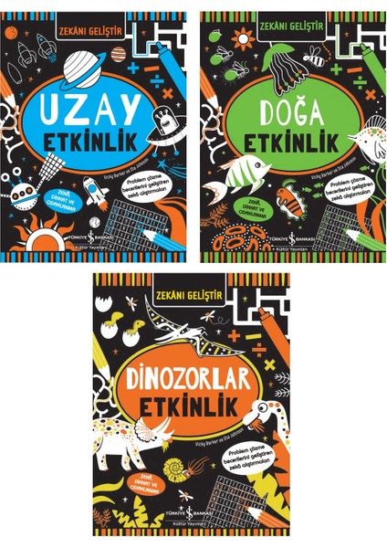 Zekanı Geliştir 3 Kitaplık Set: Uzay Etkinlik - Doğa Etkinlik - Dinozorlar Etkinlik - Vicky Barker