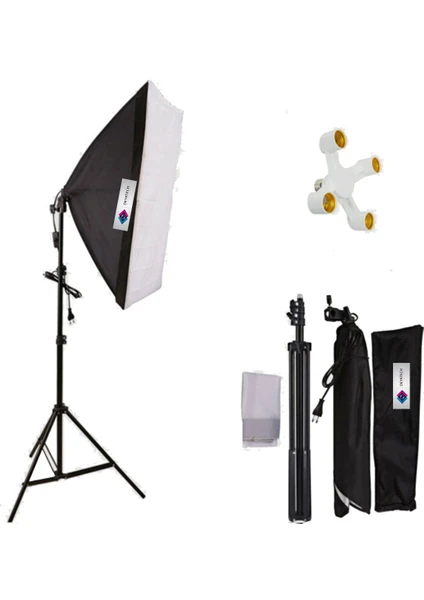 50X70CM Softbox 4duylu Tekli Sürekli Işık Seti 50X70 5 Duylu Softbox Video Işık